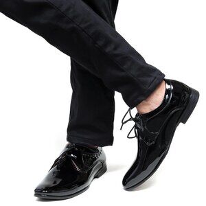 MIX No 6.Mens Formal Black Patent‎ Leather Derby Shoes Size 11.5